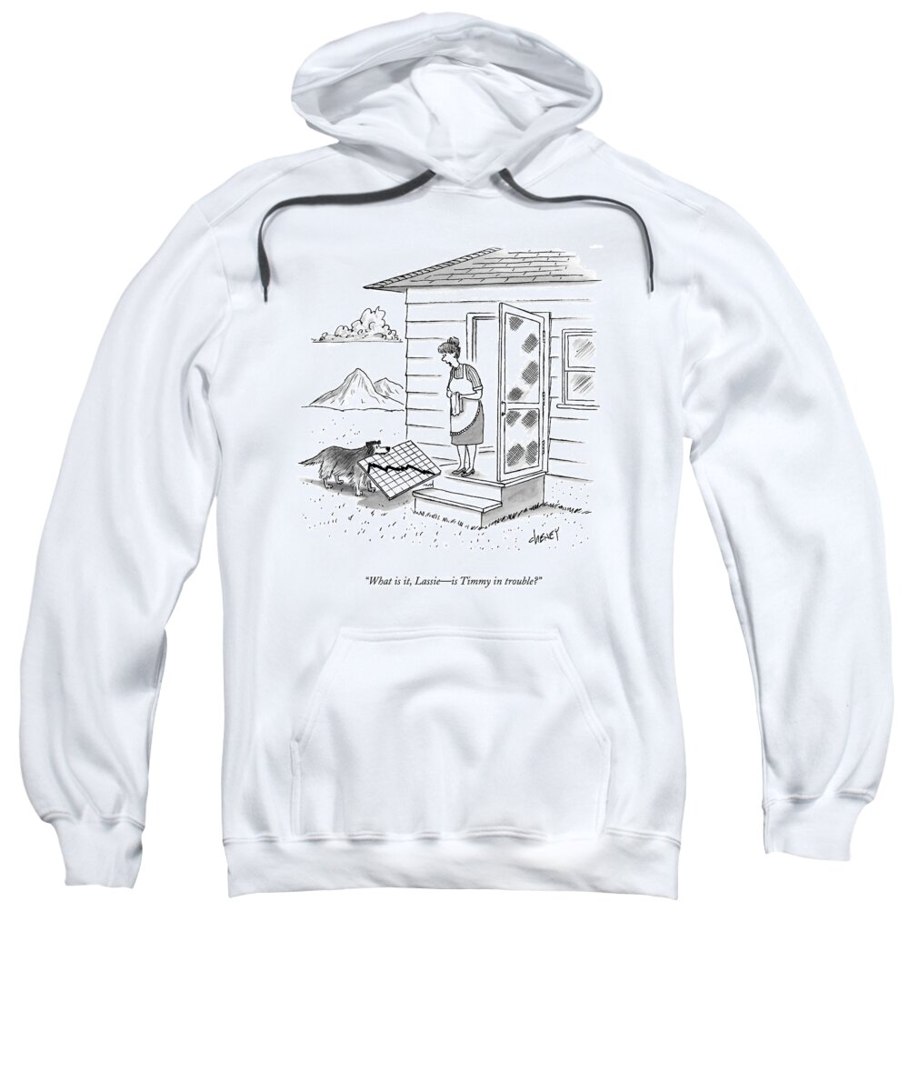 Graphs Sweatshirt featuring the drawing What Is It, Lassie - Is Timmy In Trouble? by Tom Cheney