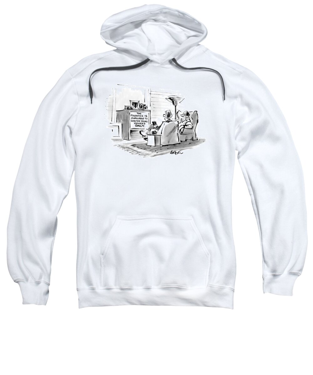 Television - General Sweatshirt featuring the drawing New Yorker July 17th, 2000 by Lee Lorenz