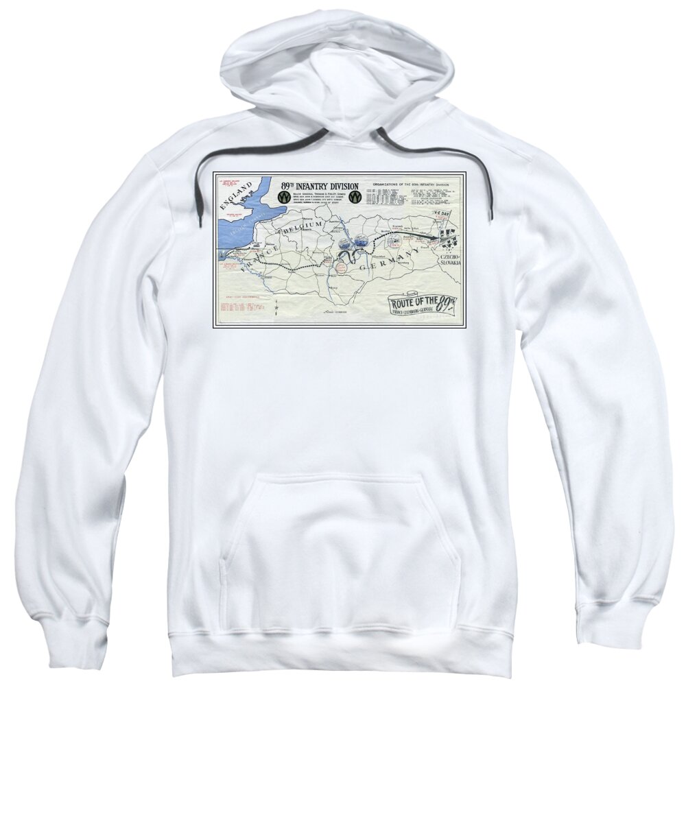 World War Ii Sweatshirt featuring the mixed media 89th Infantry Division World War I I Map by Marilyn Smith