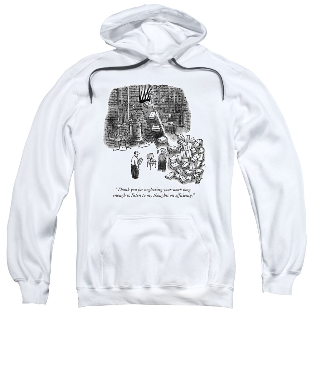 Work Sweatshirt featuring the drawing A A Foreman Speaks To A Warehouse Worker by Frank Cotham
