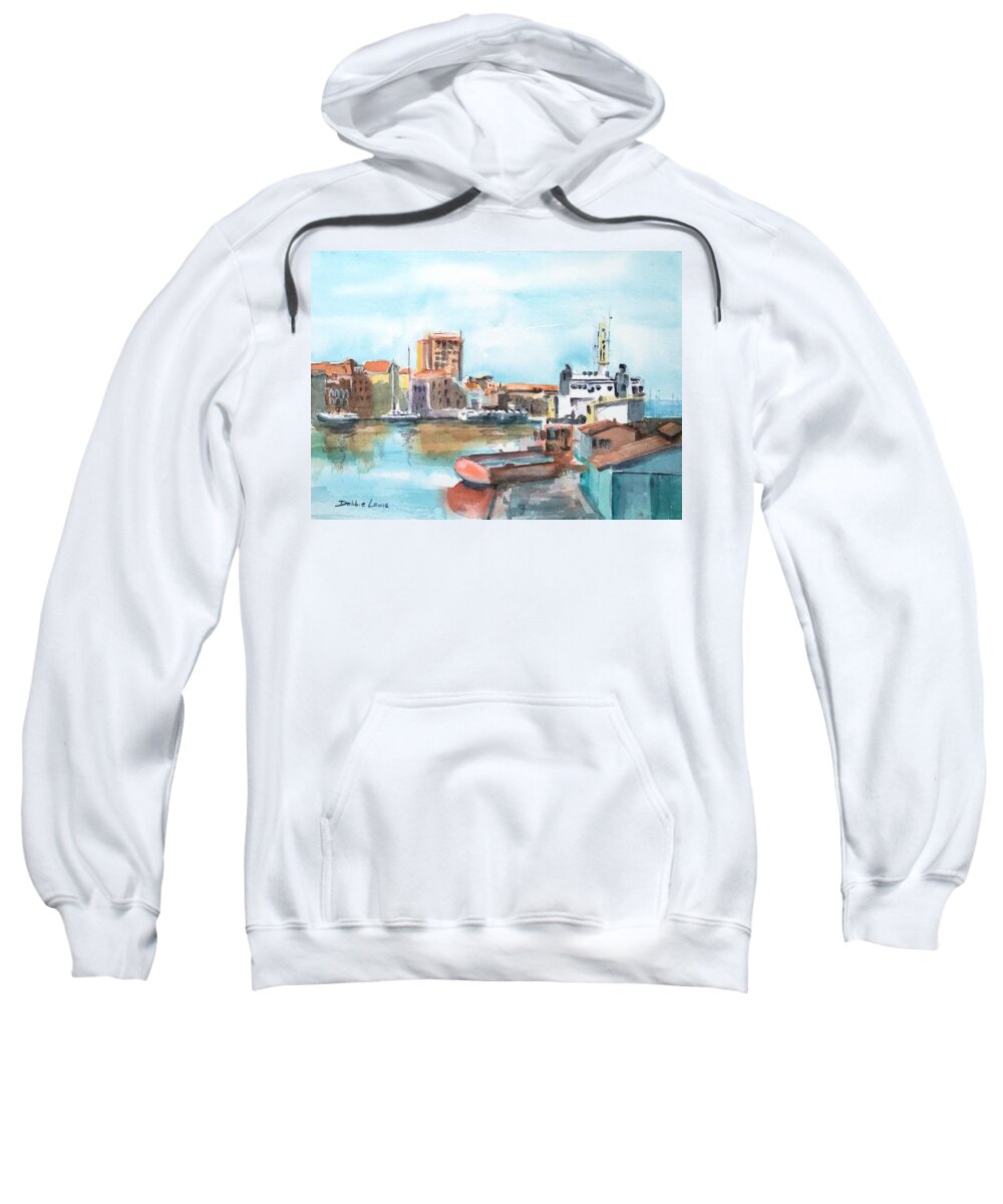 Curacao Watercolor Landscape Caribbean Best Watercolor Artist California Sweatshirt featuring the painting A Curacao Morning by Debbie Lewis