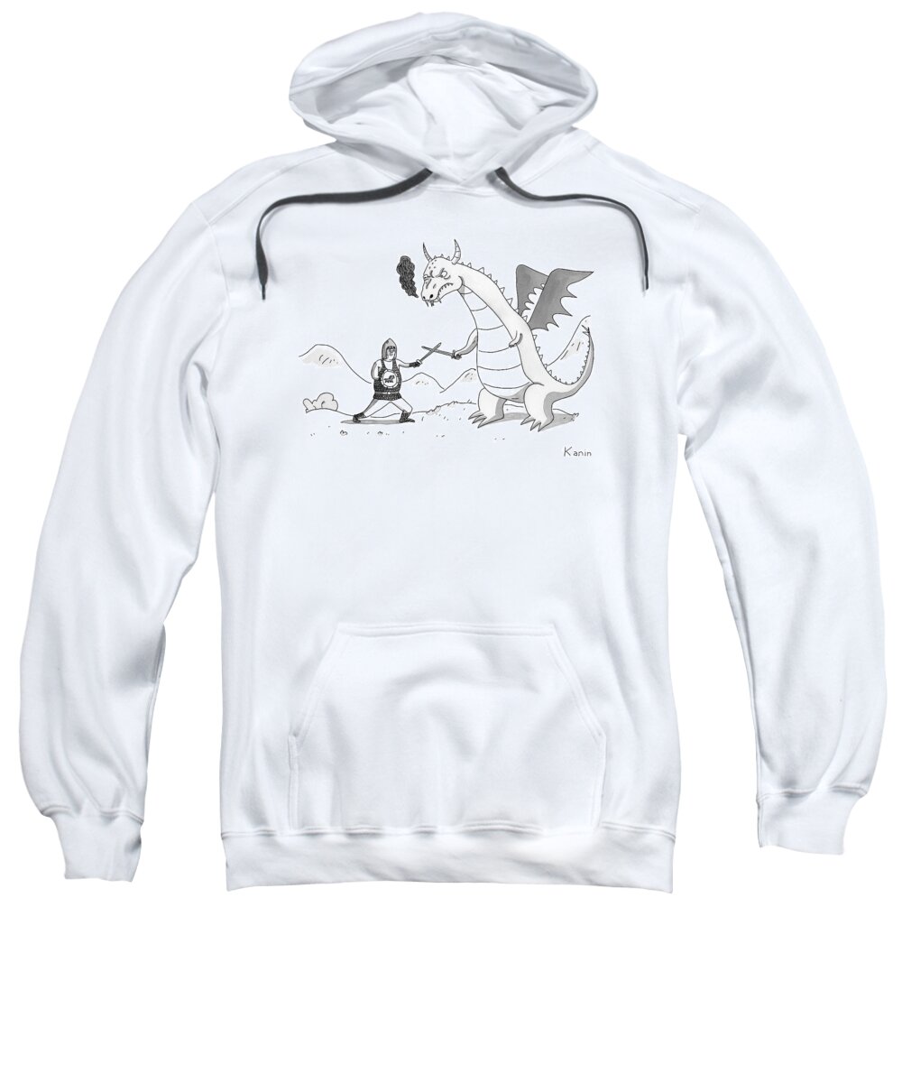 Cctk Sweatshirt featuring the drawing A Knight And A Dragon by Zachary Kanin