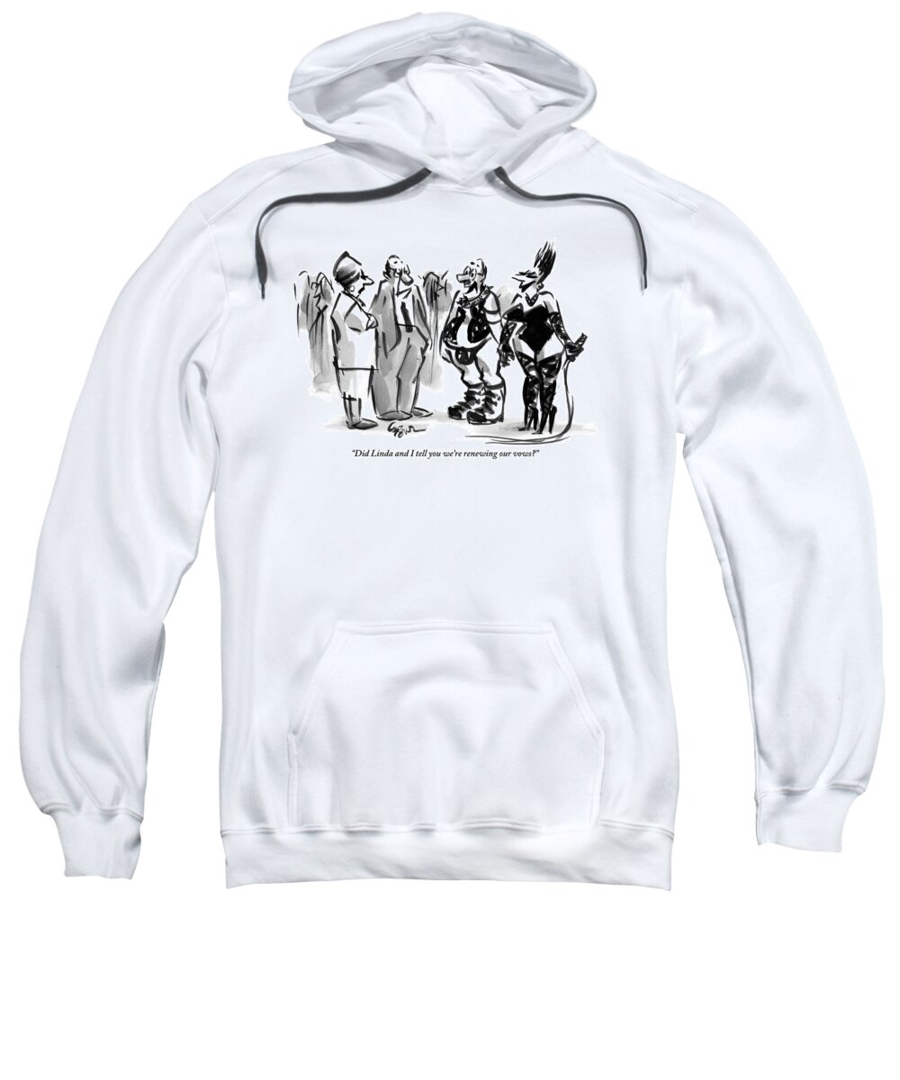 S&m Sweatshirt featuring the drawing A Man And A Women Are Seen Dressed In S&m Gear by Lee Lorenz