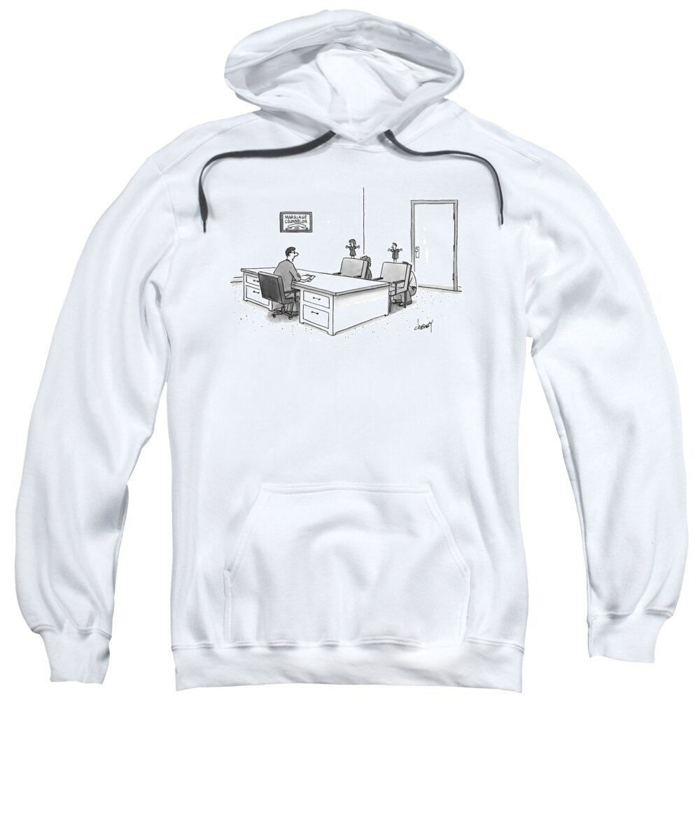 Marriage Counselors Sweatshirt featuring the drawing A Marriage Counselor Talks To A Couple Who by Tom Cheney