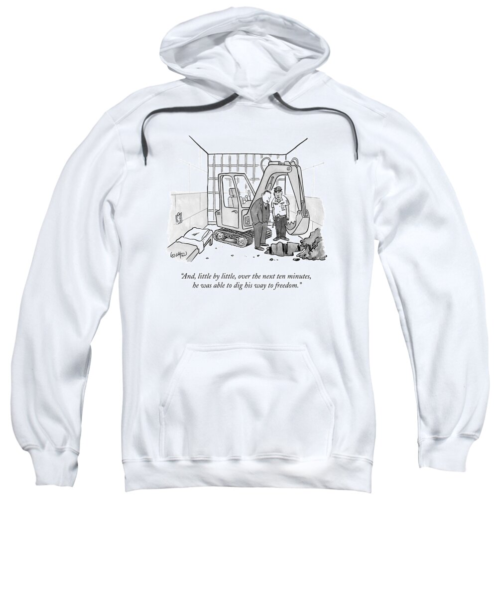 Prison Sweatshirt featuring the drawing A Policeman Speaks To A Detective In A Jail Cell by Robert Leighton