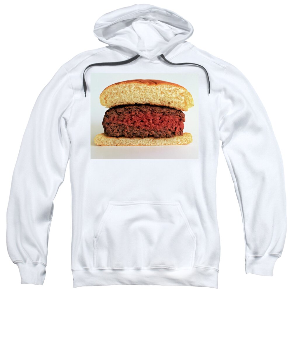 Cooking Sweatshirt featuring the photograph A Rare Hamburger by Romulo Yanes