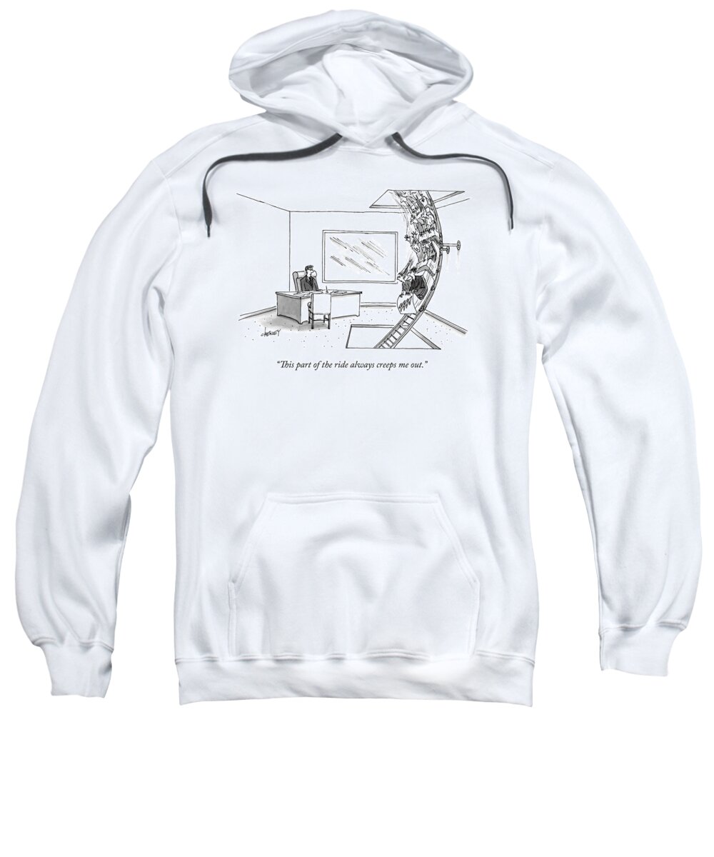 Rollercoaster Sweatshirt featuring the drawing A Rollercoaster Passes Through A Ceo's Office by Tom Cheney