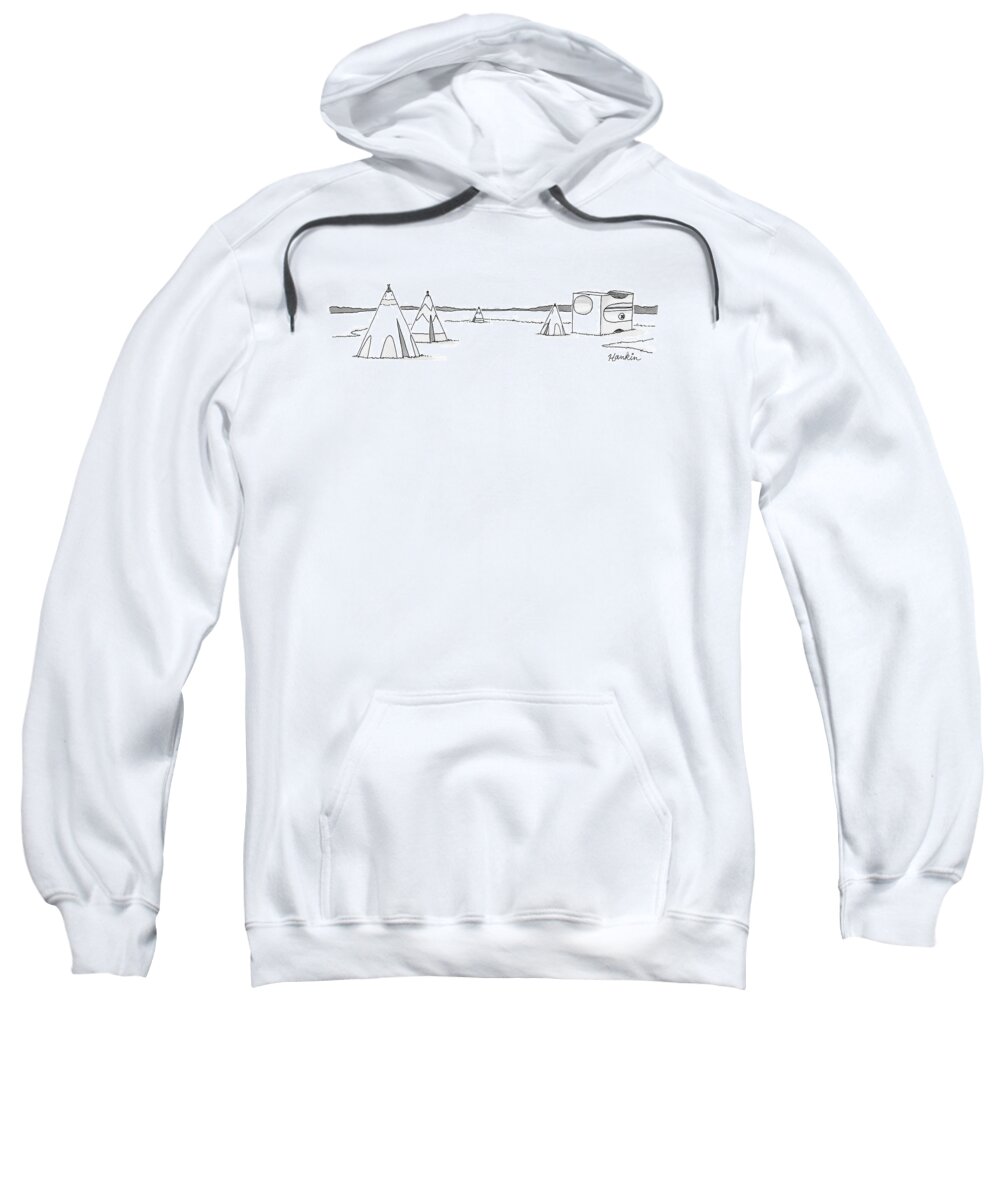 Captionless Sweatshirt featuring the drawing Teepees And Pencil Sharpener by Charlie Hankin