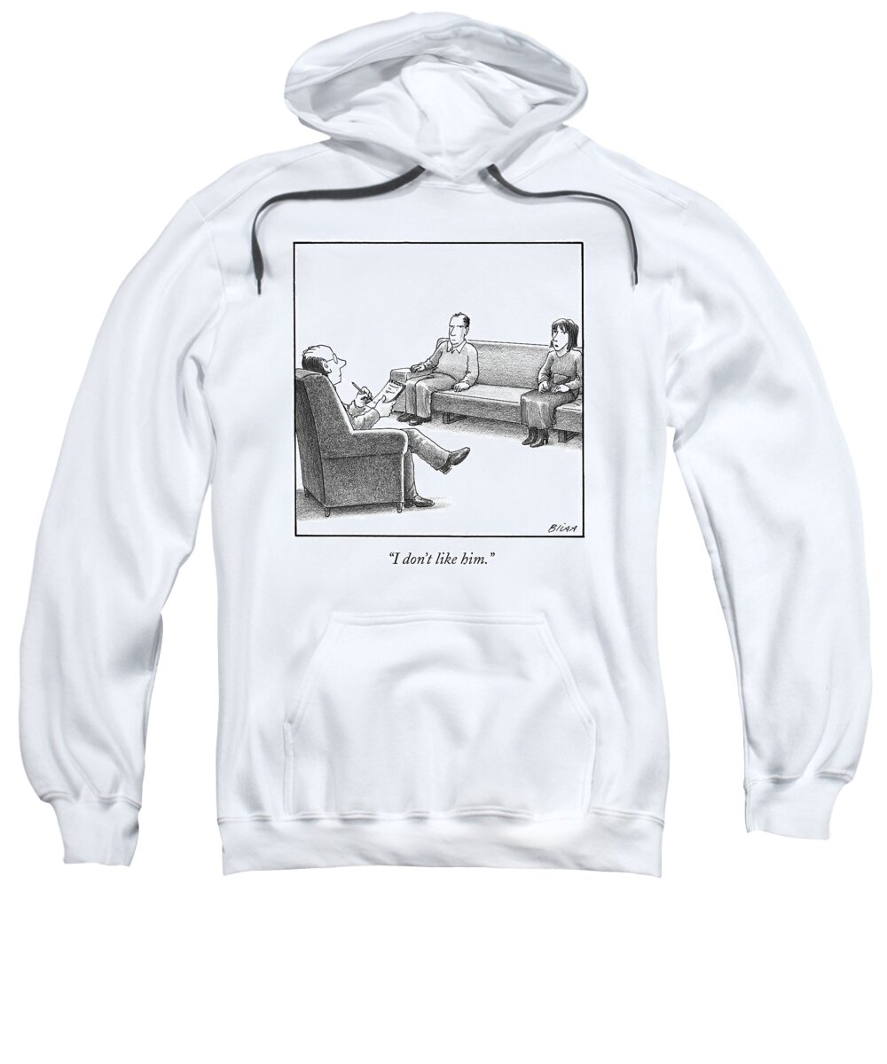 Marriage Counseling Sweatshirt featuring the drawing A Woman And Man Sit On A Couch At Marriage by Harry Bliss