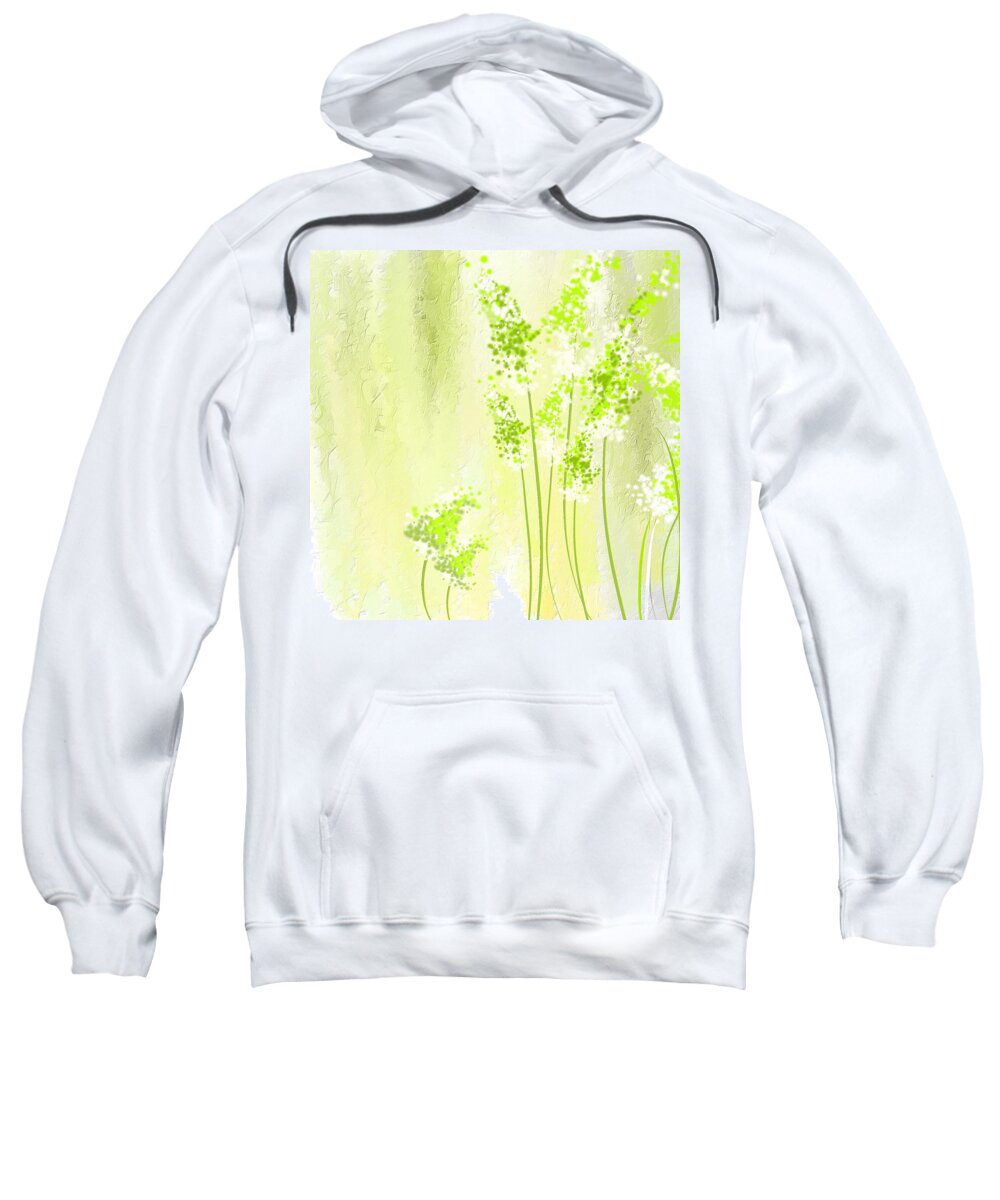 Light Green Sweatshirt featuring the painting About Spring by Lourry Legarde