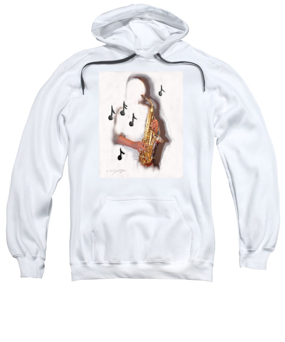 Saxophone Sweatshirt featuring the photograph Abstract saxophone player by Tom Conway