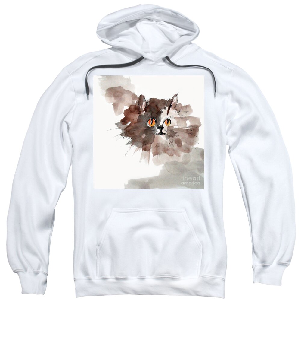 Cat Sweatshirt featuring the painting Amber Eyes by Chris Paschke