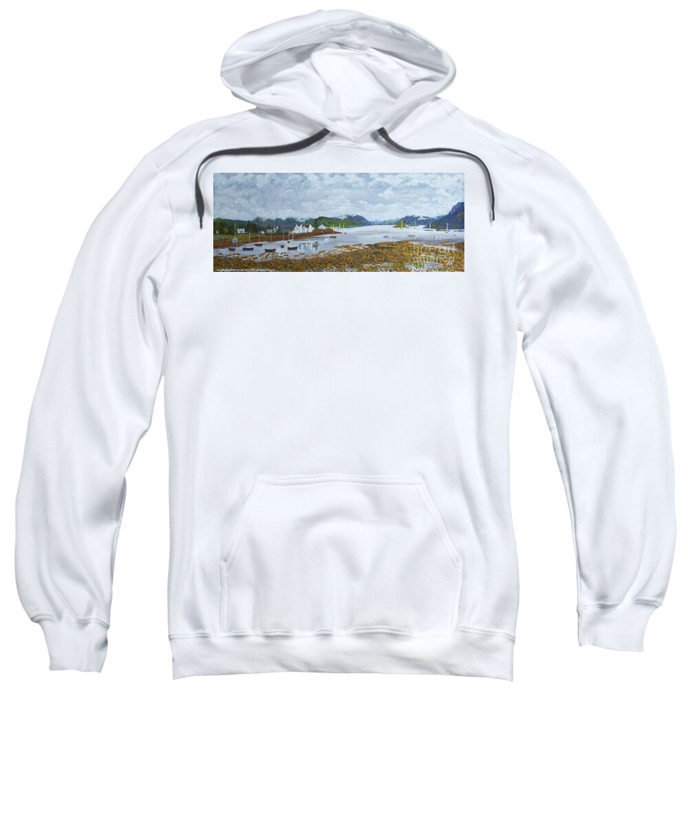 Applecross Sweatshirt featuring the painting Painting Applecross Scottish Loch Carron with Boats by Edward McNaught-Davis