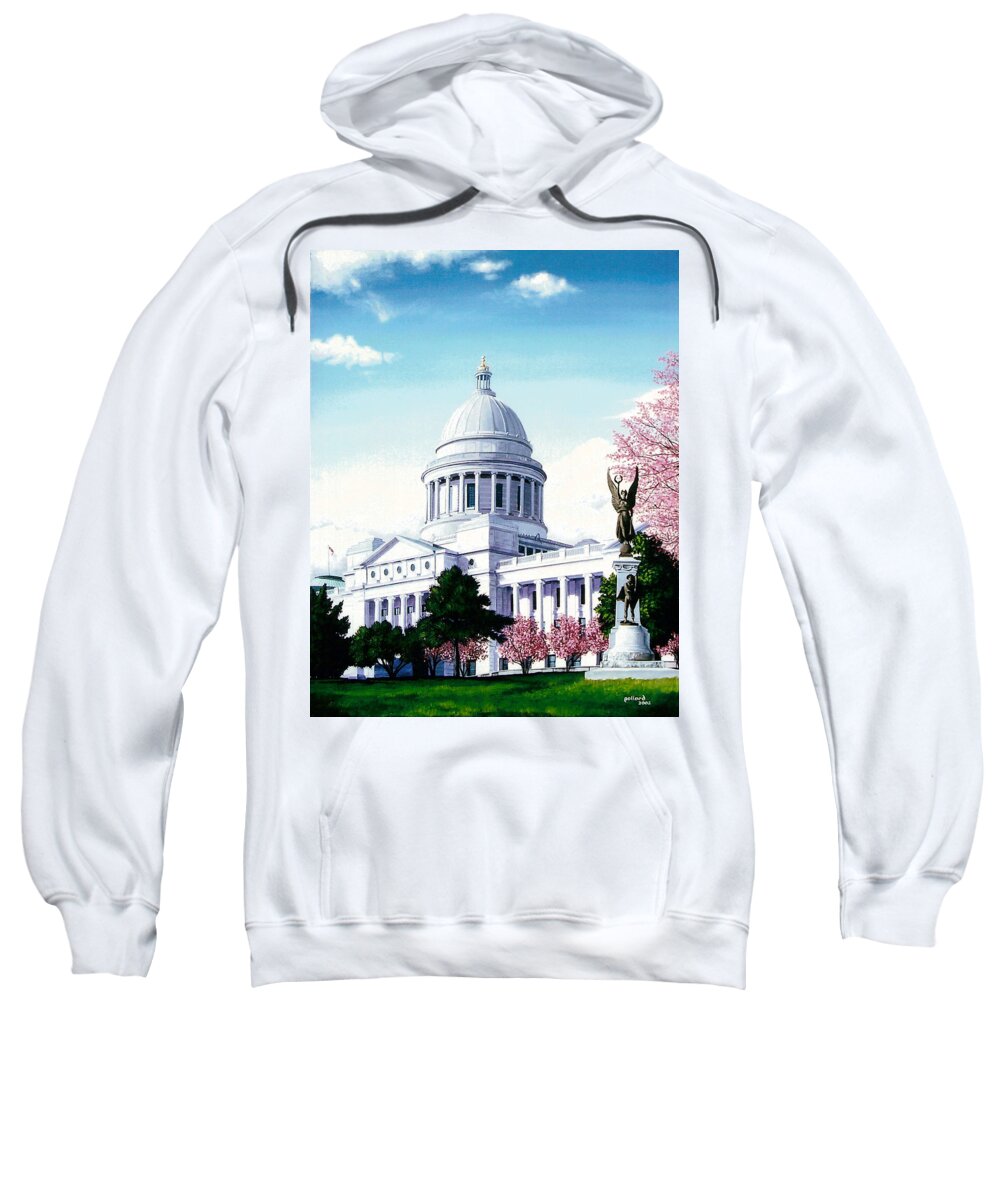 Little Rock Sweatshirt featuring the painting Arkansas Capitol Blossoms by Glenn Pollard