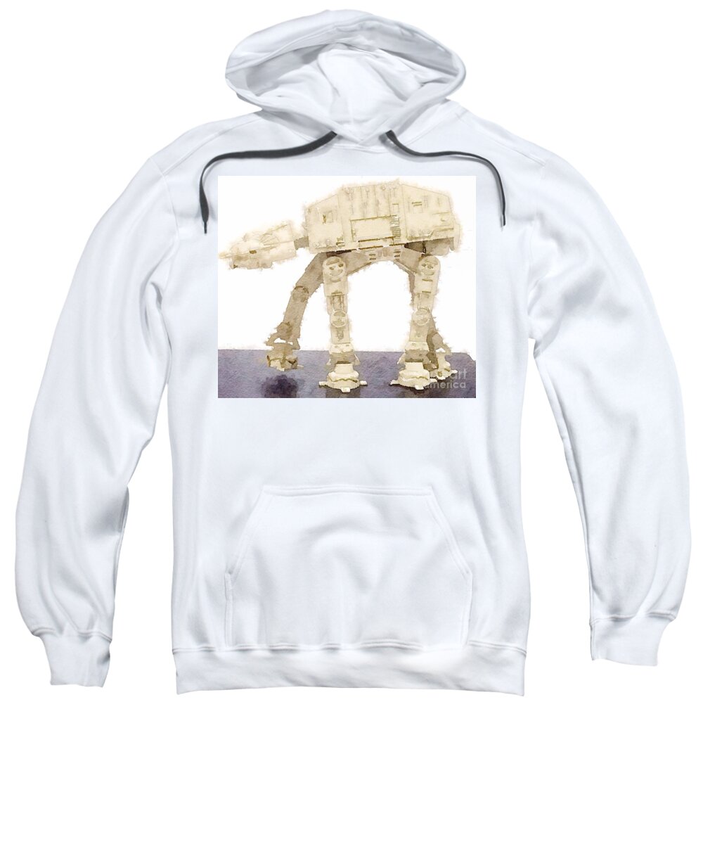 Aquarelle Sweatshirt featuring the painting AT-AT All Terrain Armored Transport by HELGE Art Gallery