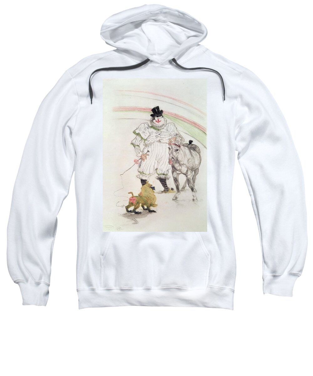 Ringmaster Sweatshirt featuring the photograph At The Circus Performing Horse And Monkey, 1899 Chalk, Crayons And Graphite by Henri de Toulouse-Lautrec