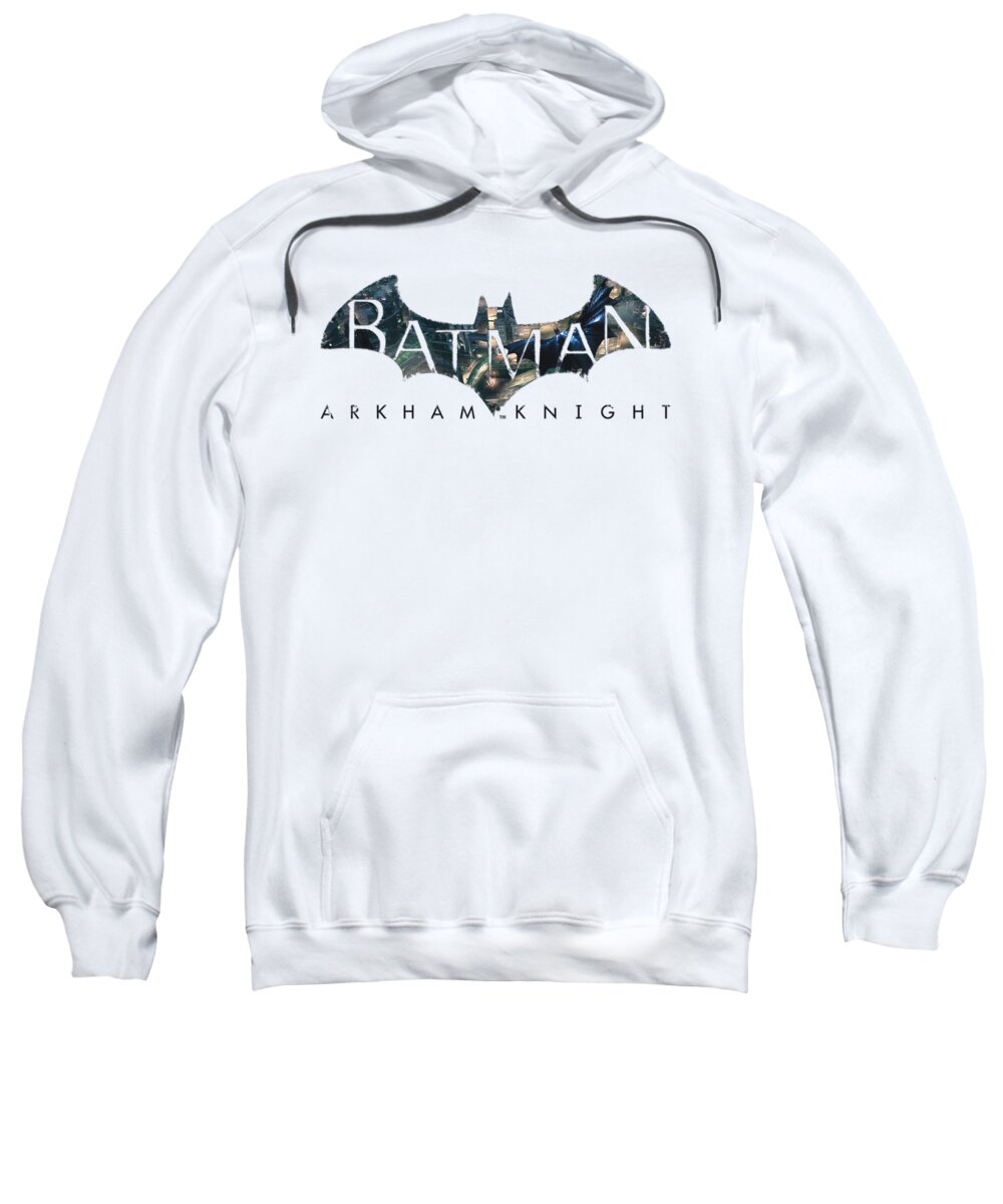  Sweatshirt featuring the digital art Batman Arkham Knight - Descending Logo by Brand A