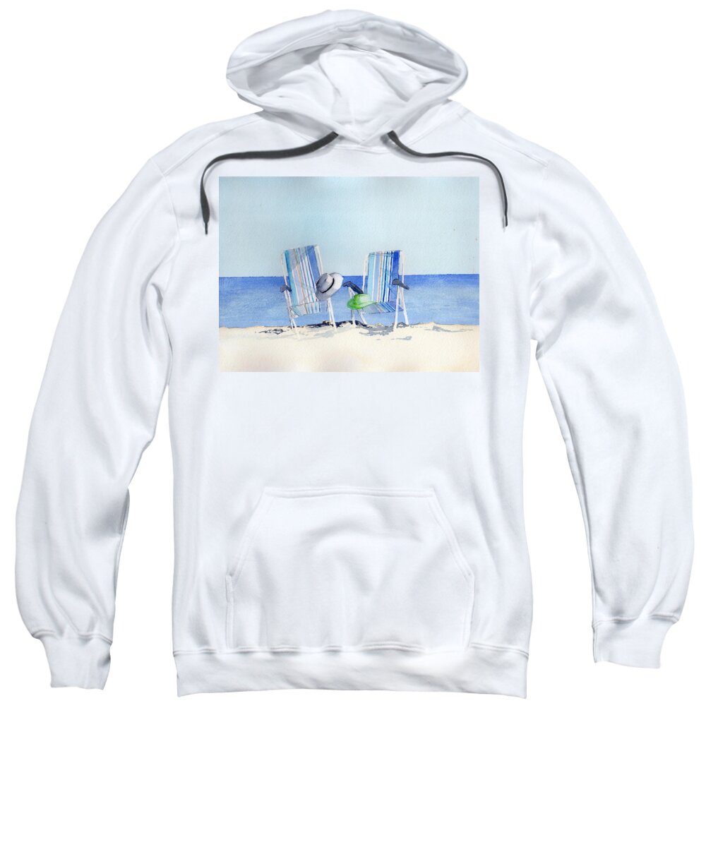 Beach Sweatshirt featuring the painting Beach Chairs by Sean Parnell
