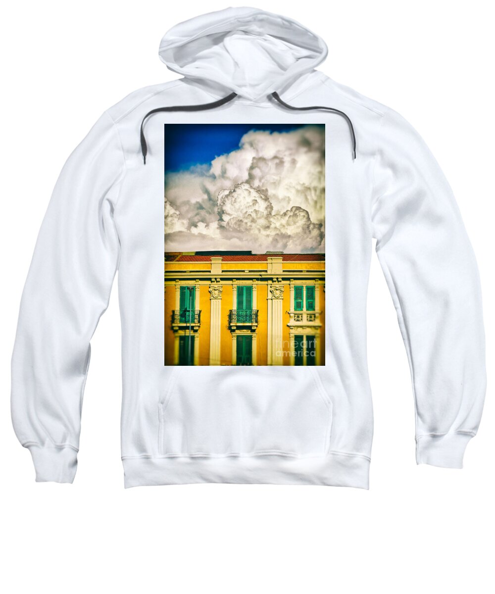 Architecture Sweatshirt featuring the photograph Big cloud over city building by Silvia Ganora