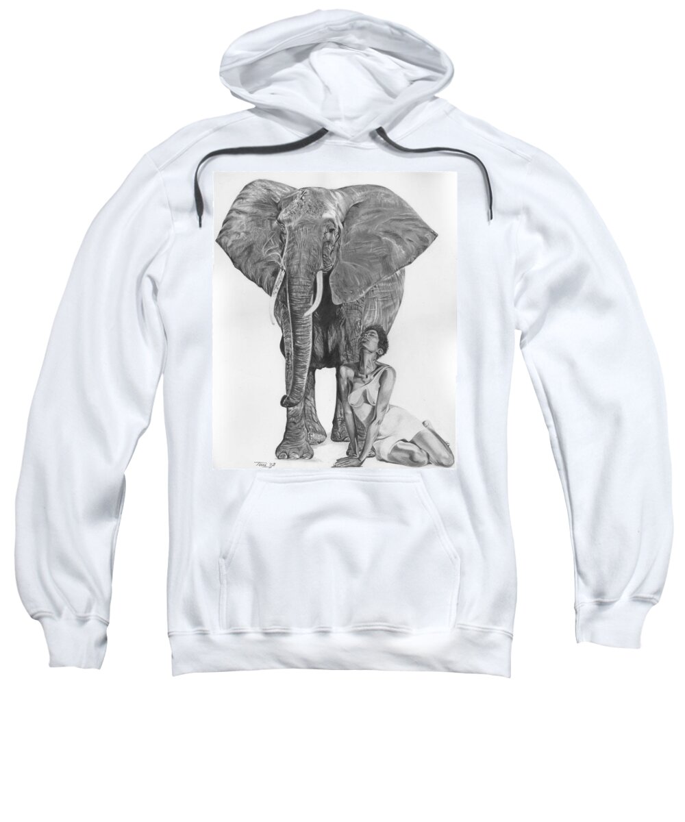 Woman Sweatshirt featuring the drawing Black Ivory by Terri Meredith