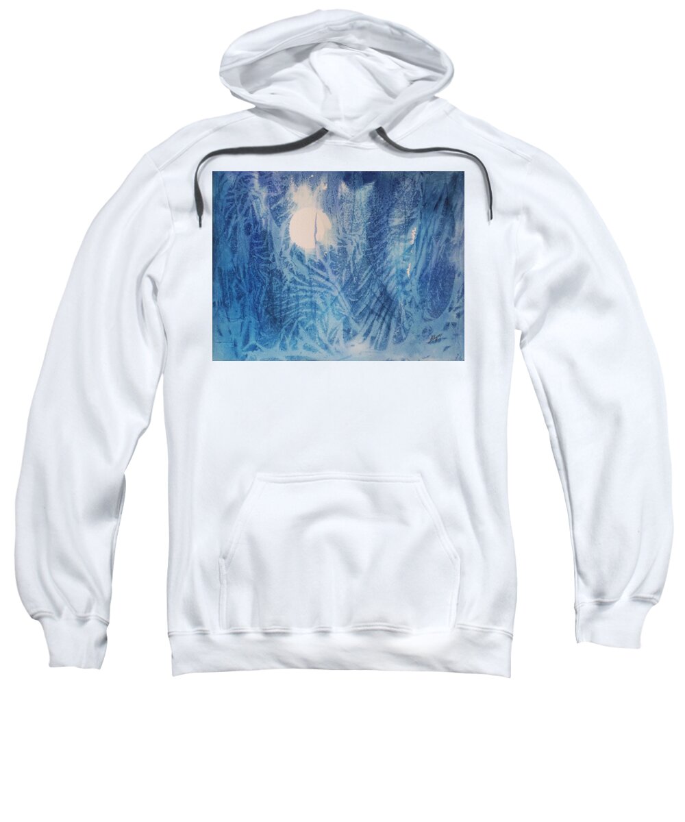 Full Moon Sweatshirt featuring the painting Blue Moon by Ellen Levinson