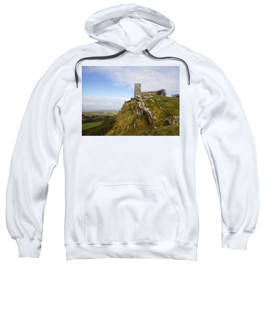 Chapel Sweatshirt featuring the photograph Brentor Church Dartmoor in winter by Chris Smith