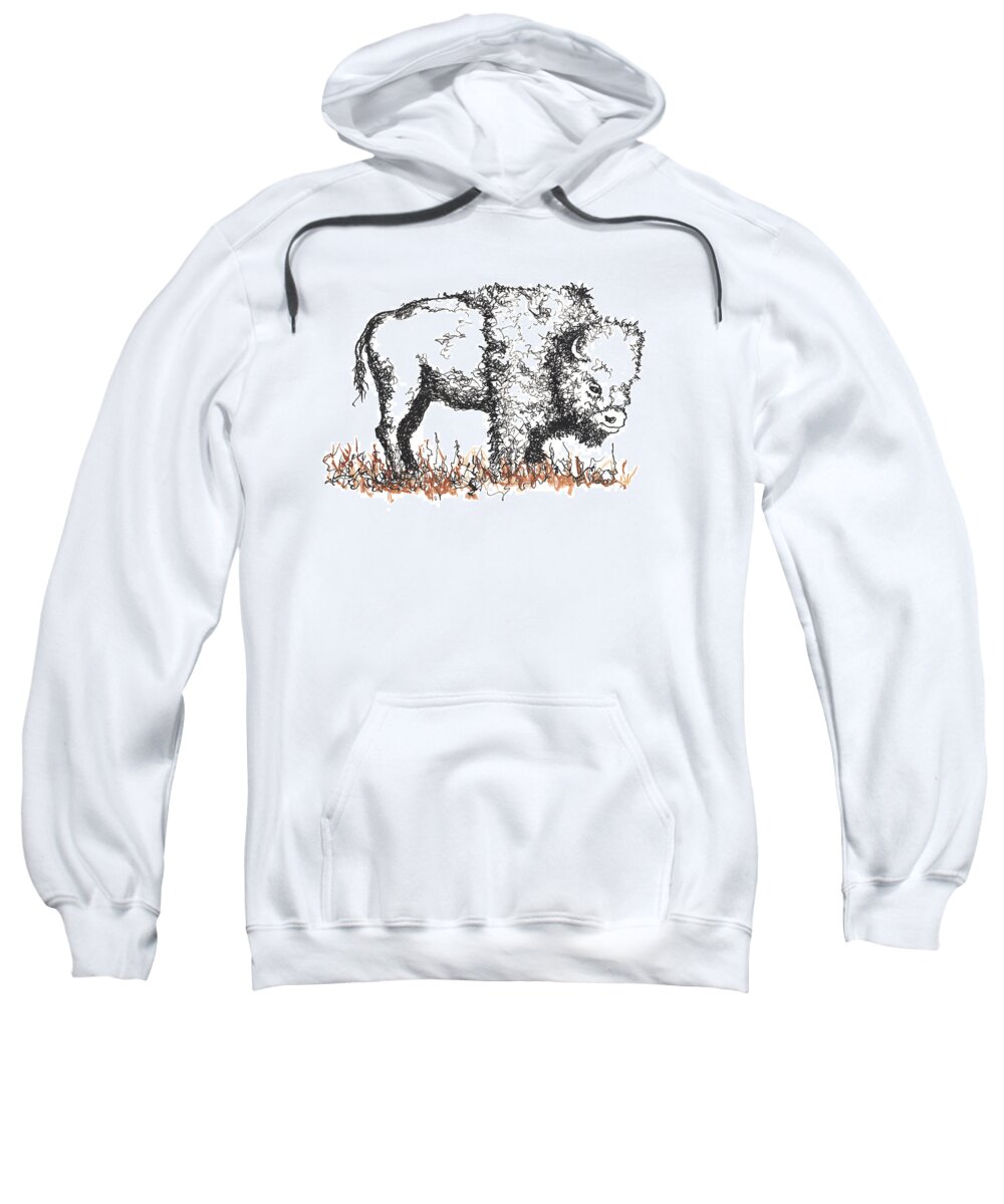 Buffalo Sweatshirt featuring the drawing Buffalo by Peter Rashford