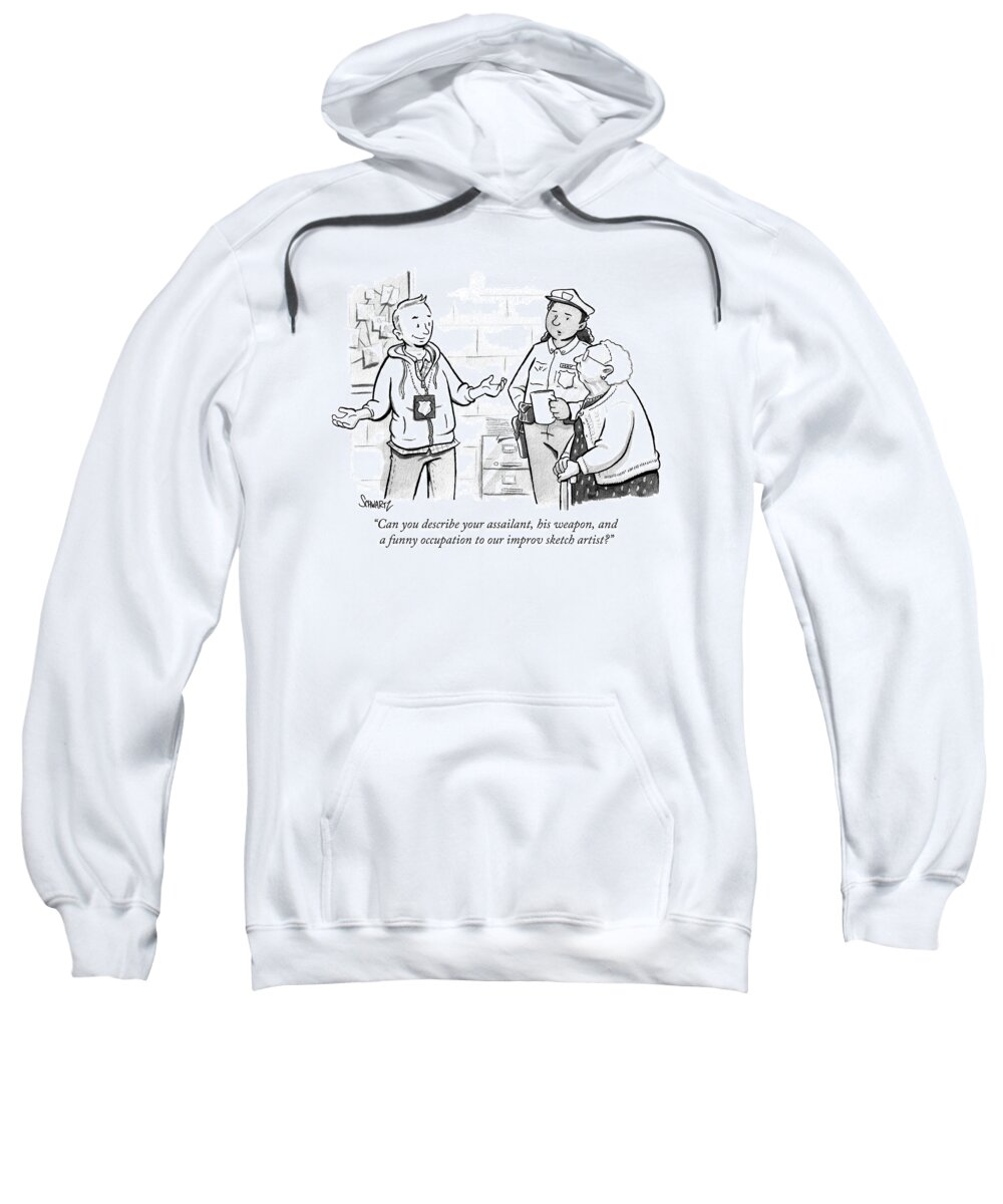 Crime Sweatshirt featuring the drawing Can You Describe Your Assailant by Benjamin Schwartz