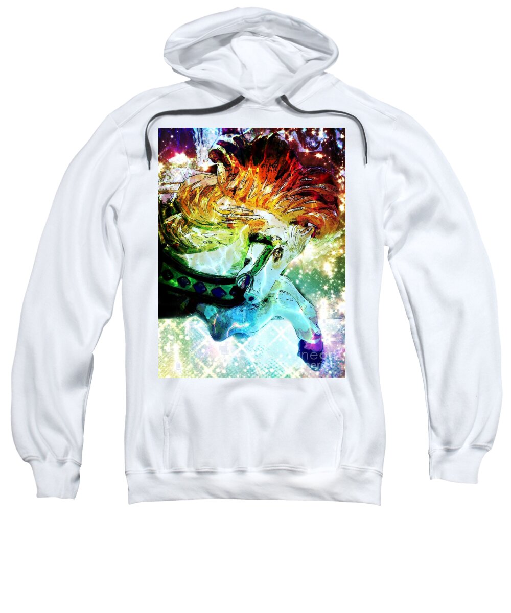 Carousel Sweatshirt featuring the digital art Carousel Sparkle by Patty Vicknair