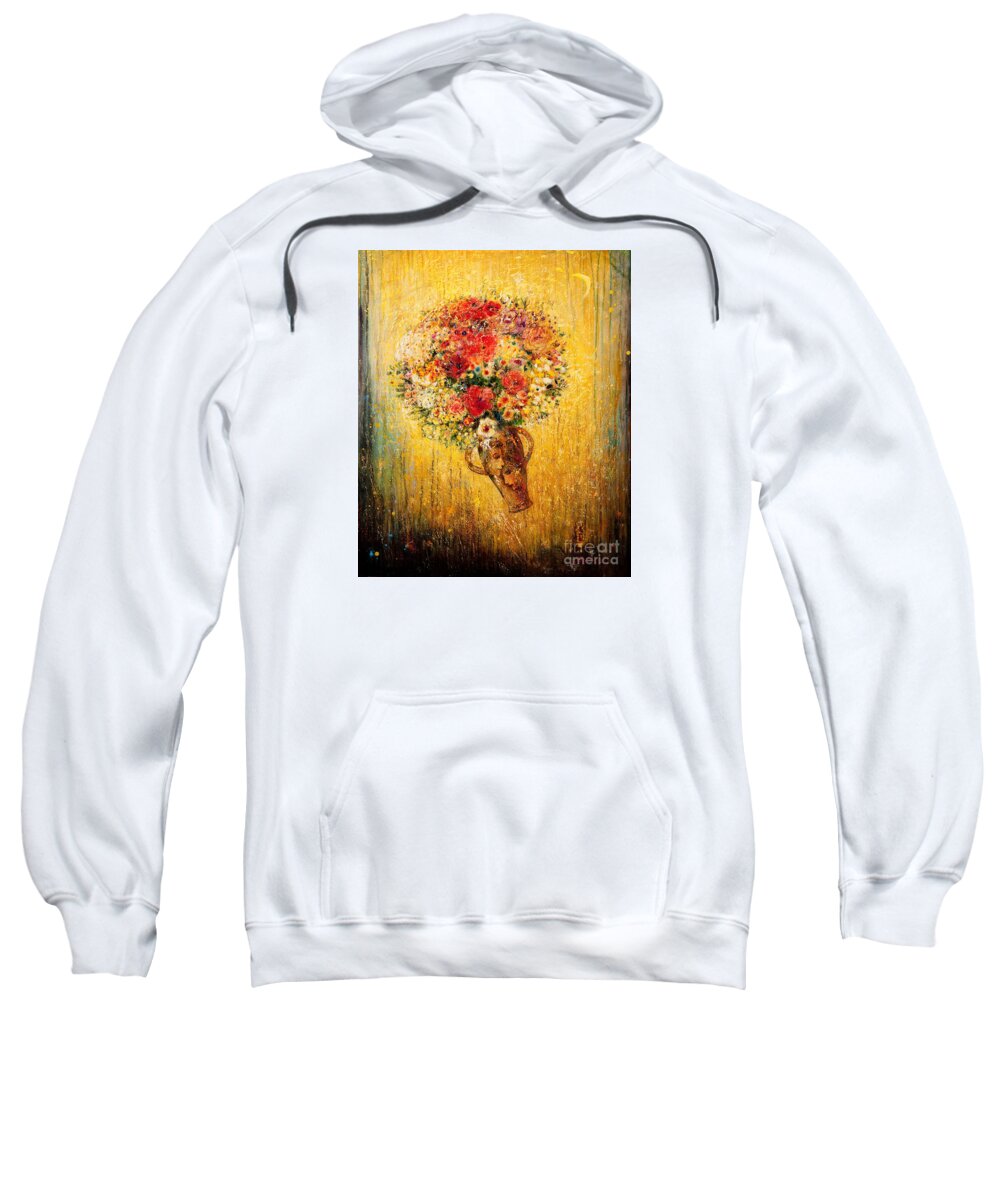 Flower Sweatshirt featuring the mixed media Celebration II by Shijun Munns