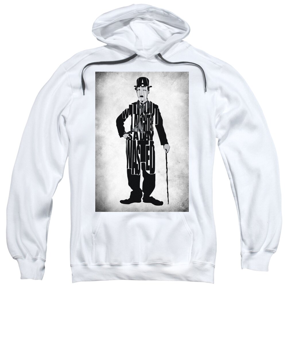 Charlie Chaplin Sweatshirt featuring the painting Charlie Chaplin Typography Poster by Inspirowl Design