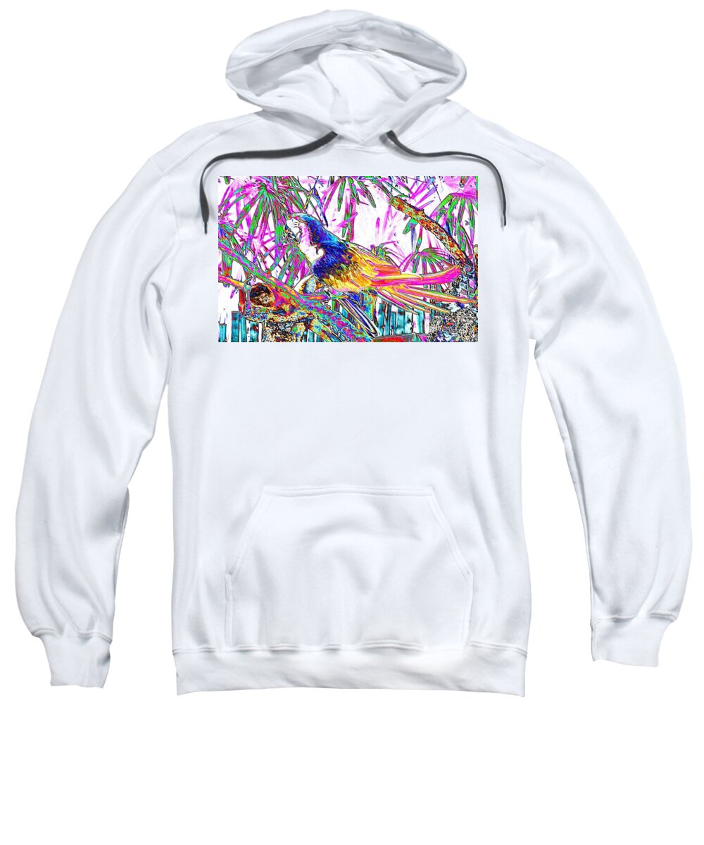 Art Sweatshirt featuring the photograph Cheerful Parrot. Colorful art collection. PROMOTION - August 2015 by Oksana Semenchenko