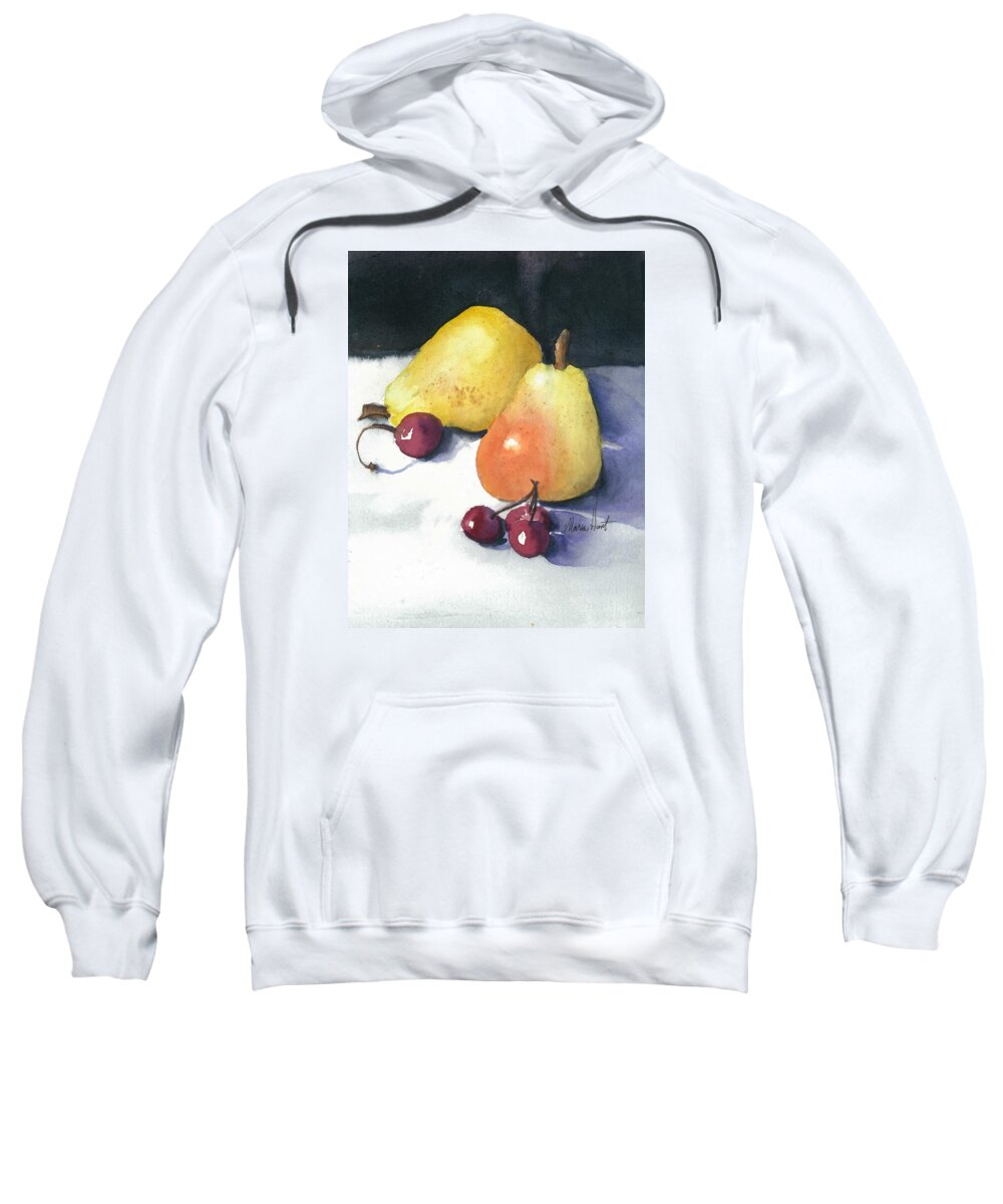 Fruit Sweatshirt featuring the painting Cherries and Pears by Maria Hunt