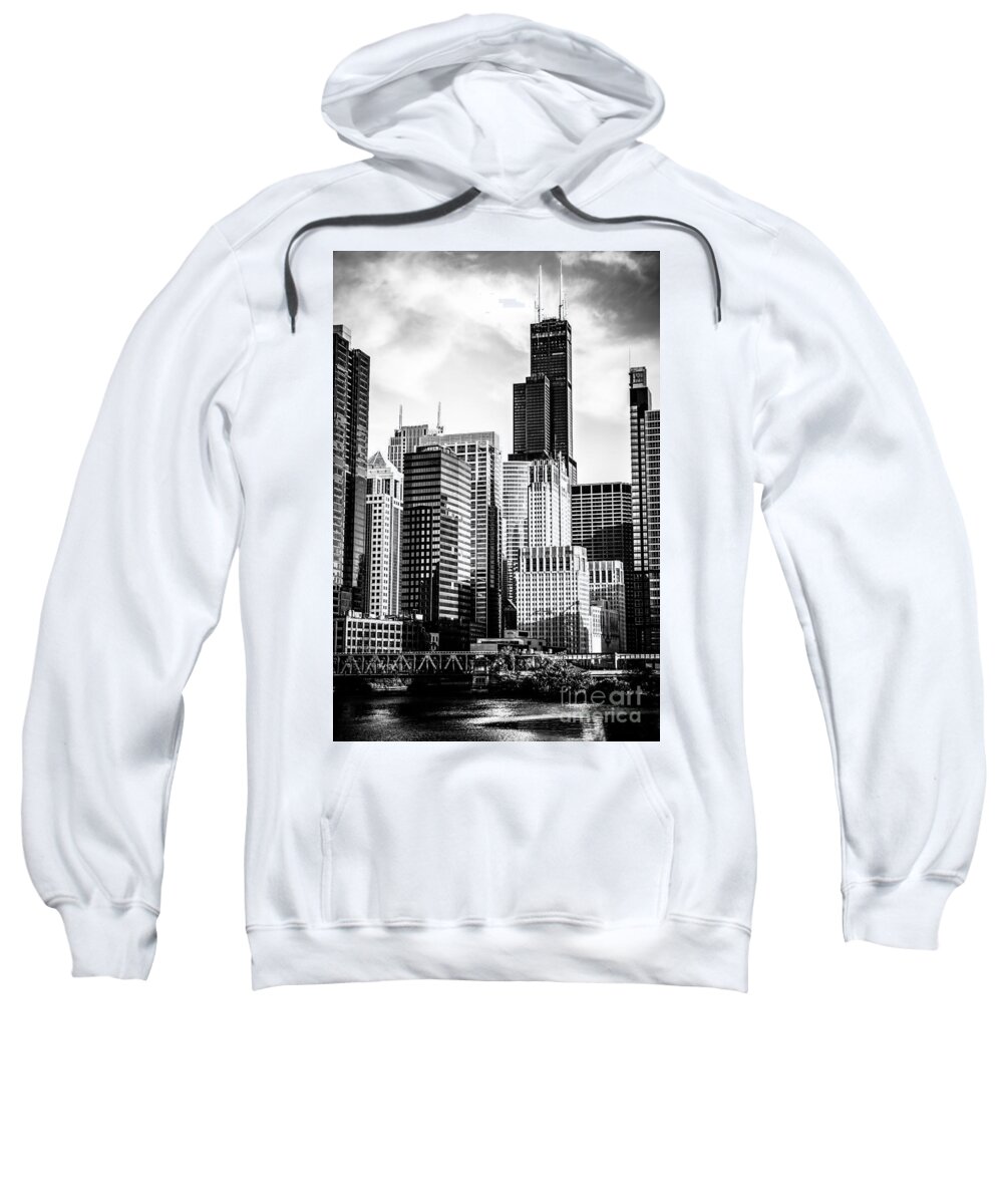 America Sweatshirt featuring the photograph Chicago High Resolution Picture in Black and White by Paul Velgos