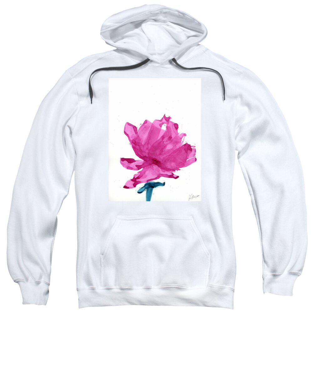 Rose Hibiscus Sweatshirt featuring the painting Chinese Rose Hibiscus by Frank Bright