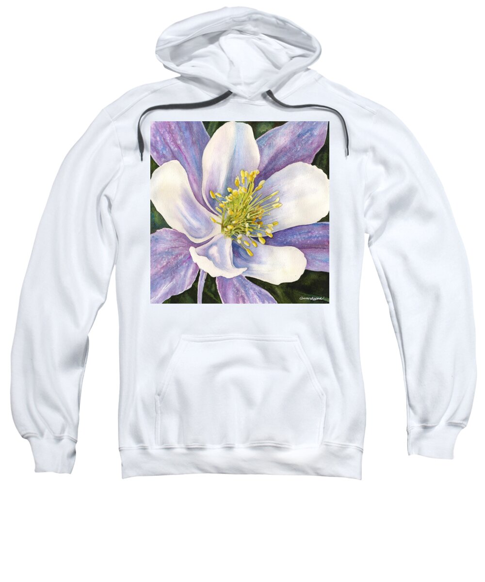 Columbine Painting Sweatshirt featuring the painting Columbine Closeup by Anne Gifford