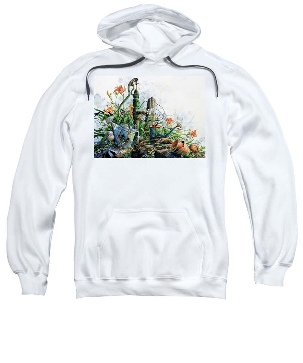Still Life Sweatshirt featuring the painting Country Charm by Hanne Lore Koehler