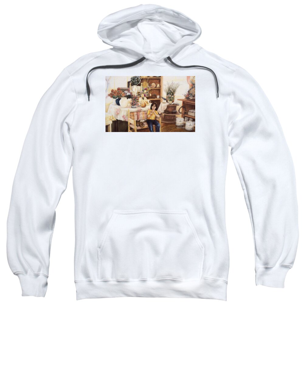 Phil Welsher Sweatshirt featuring the painting Country Market by Phil Welsher