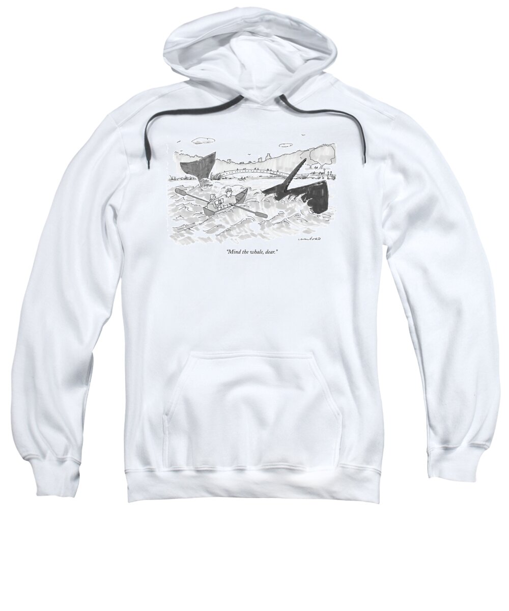 Whale Sweatshirt featuring the drawing Couple In A Rowboat In Central Park Lake Row by Michael Crawford