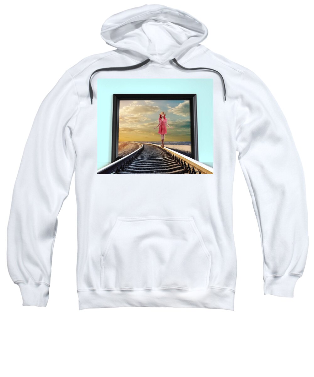 Railroad Sweatshirt featuring the digital art Crossing Over by Nina Bradica