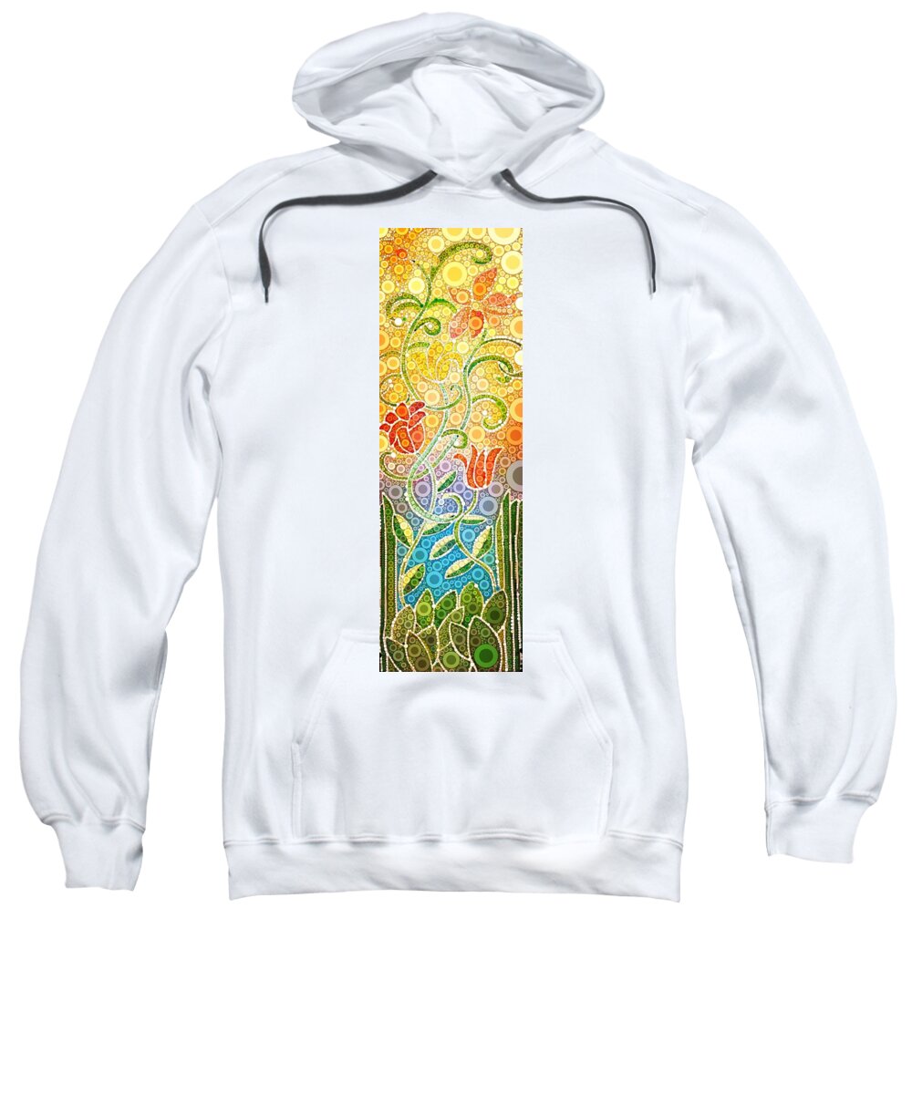 Digital Sweatshirt featuring the digital art Dancing Flowers by Linda Bailey