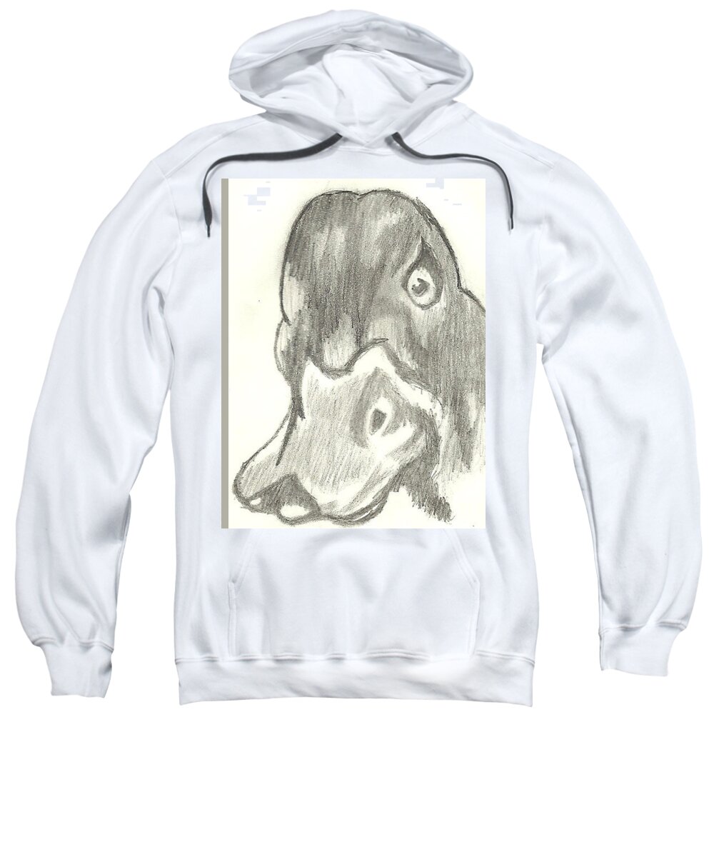 Duck Sweatshirt featuring the drawing Duck Bill in Pencil by Marissa McAlister