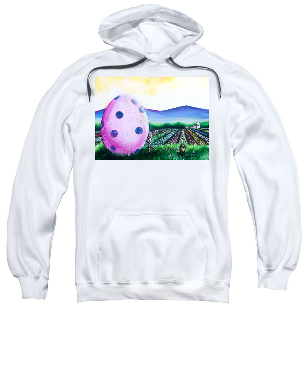 Easter Sweatshirt featuring the painting EGGstatic by Shana Rowe Jackson