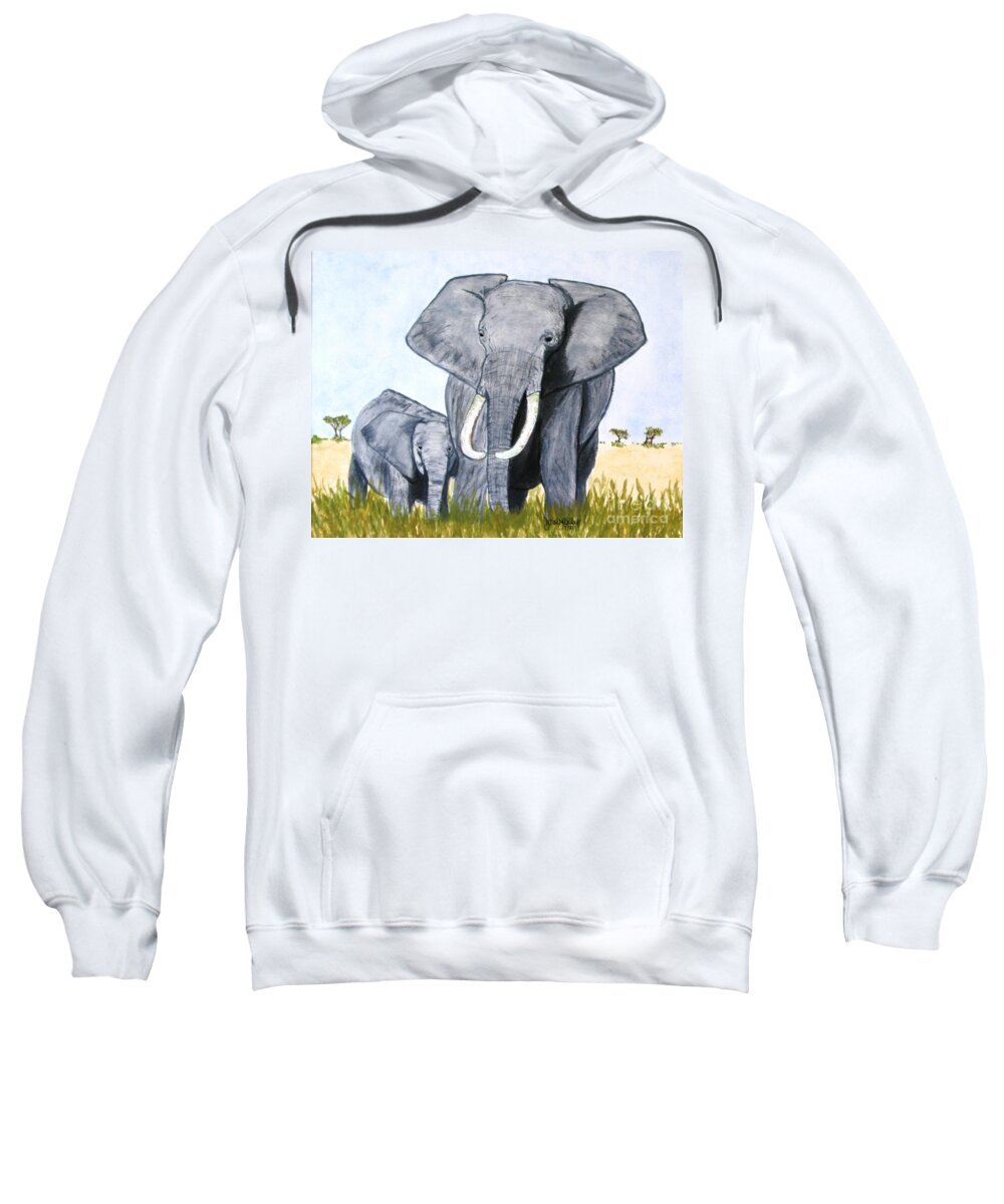 Elephants Sweatshirt featuring the painting Elephants by Denise Railey