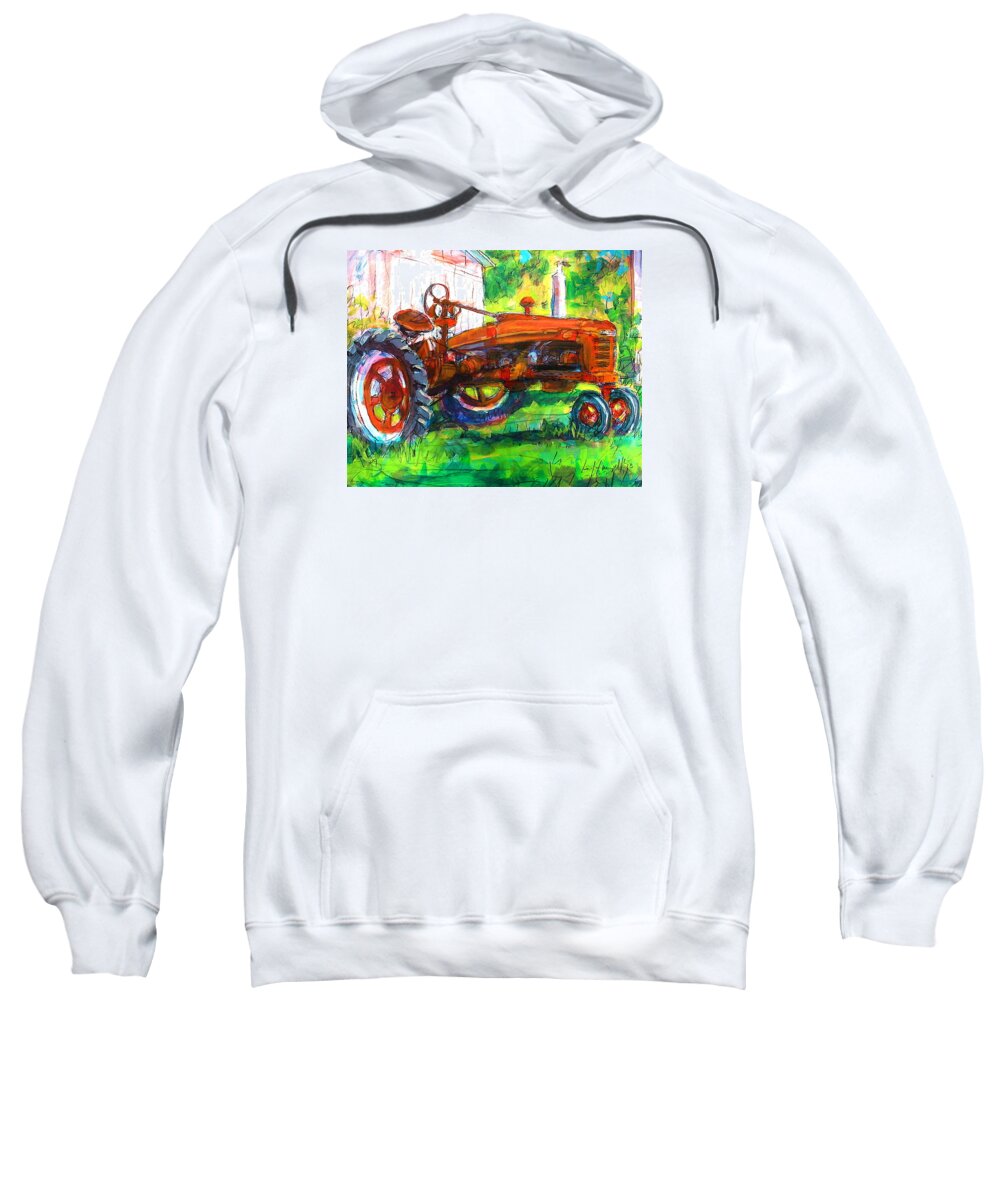 Machinery Sweatshirt featuring the painting Farmall Tractor by Les Leffingwell