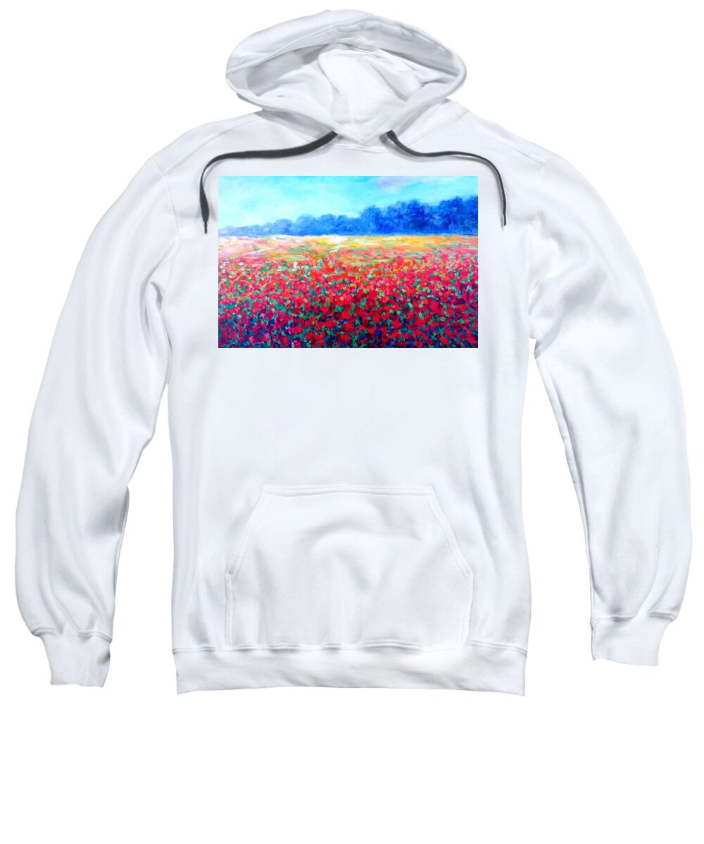 Field Sweatshirt featuring the painting Field with Red Poppies by Cristina Stefan