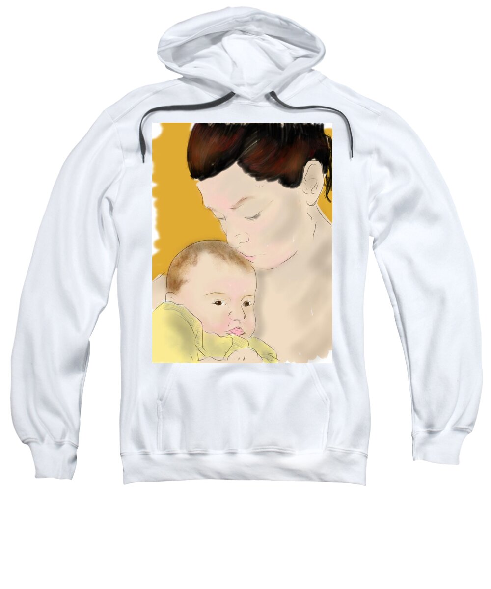 First Born Sweatshirt featuring the painting First Born by Lois Ivancin Tavaf