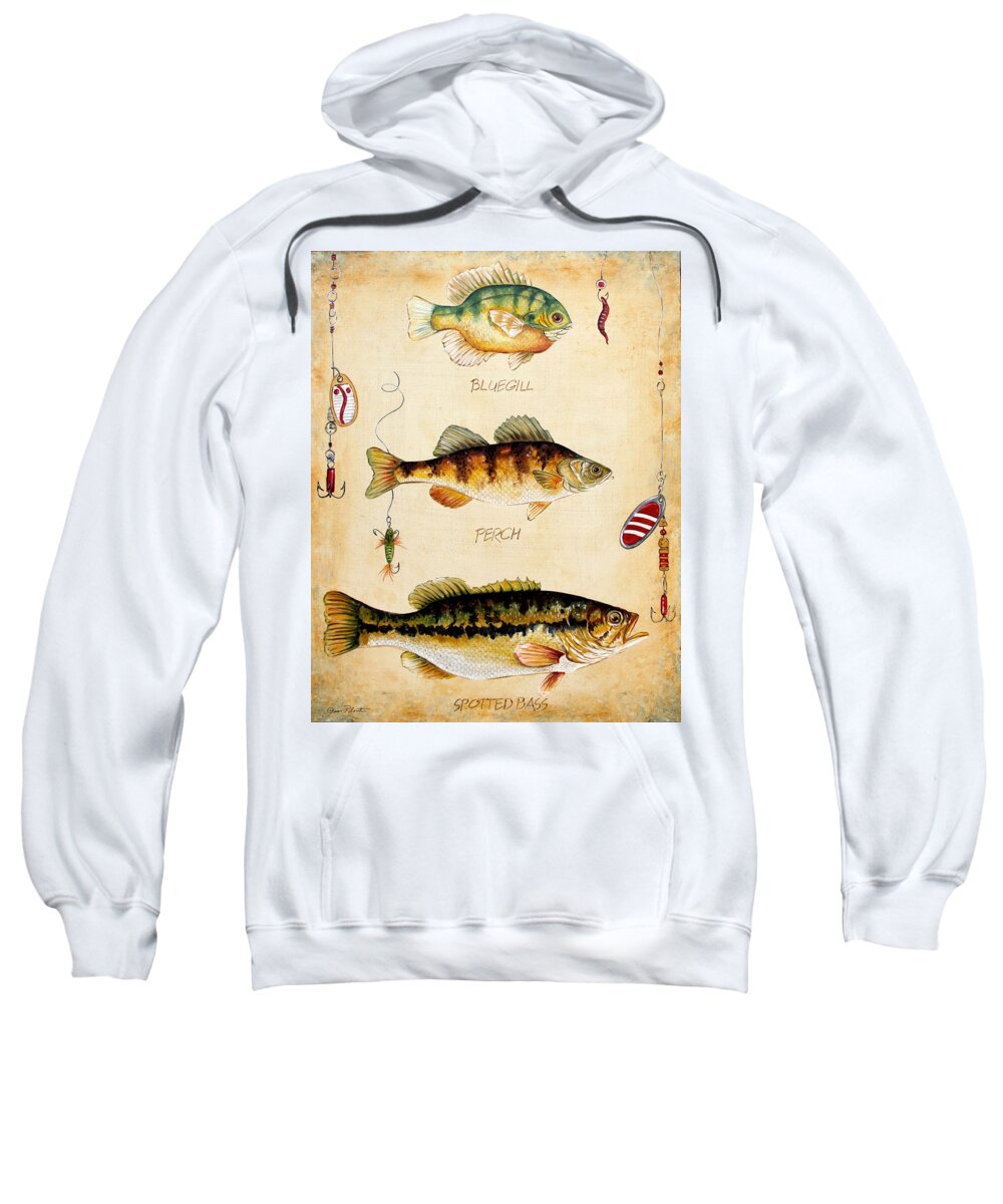 Acrylic Painting Sweatshirt featuring the painting Fish Trio-C by Jean Plout