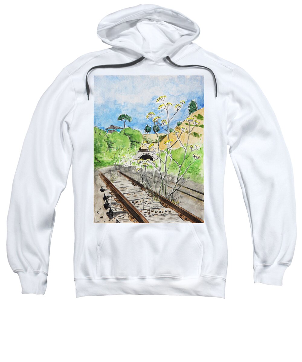 Sketch Sweatshirt featuring the painting Forgotten Railway by Masha Batkova