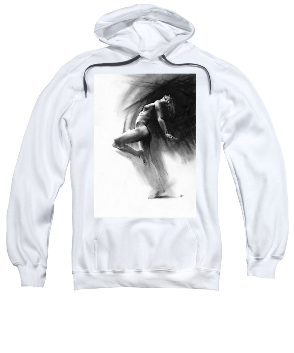 Figurative Sweatshirt featuring the drawing Fount by Paul Davenport